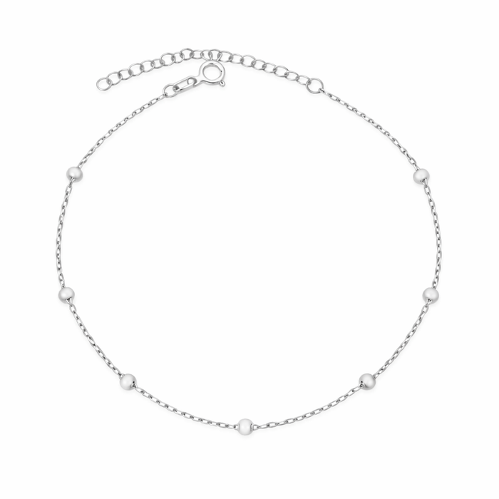 White Beaded Enamel Chain Anklet