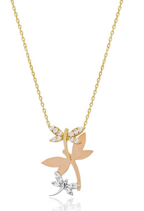 14k Tri-Colour Gold Dragon Fly