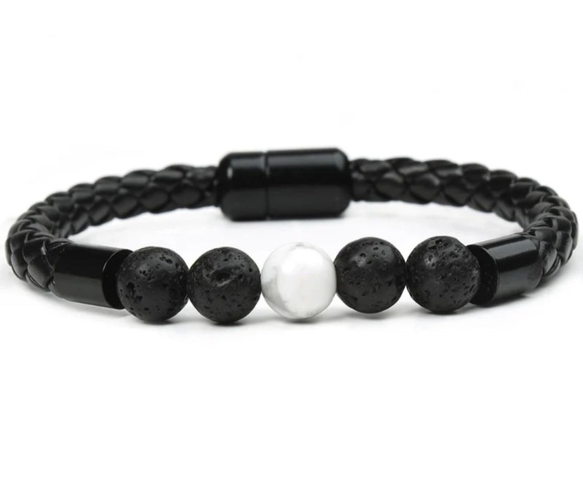 Volcanic Rock with White Beads