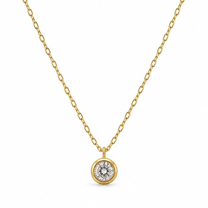 Round CZ Gold Plated Silver Necklace