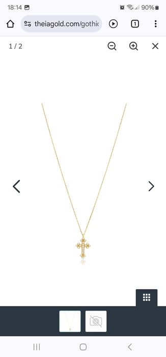 14k Gold Gothic Cross Necklace