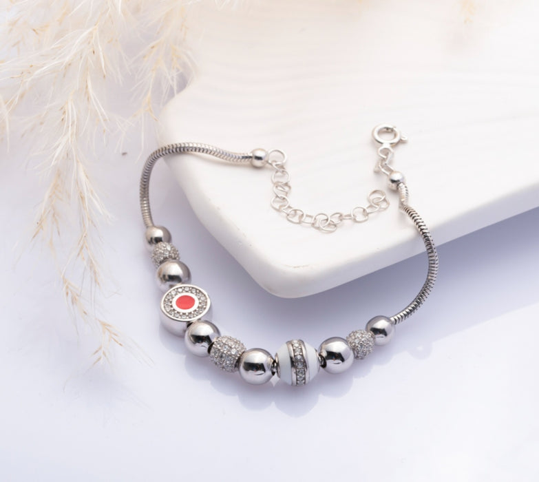 Red Zircon Charm Bracelet