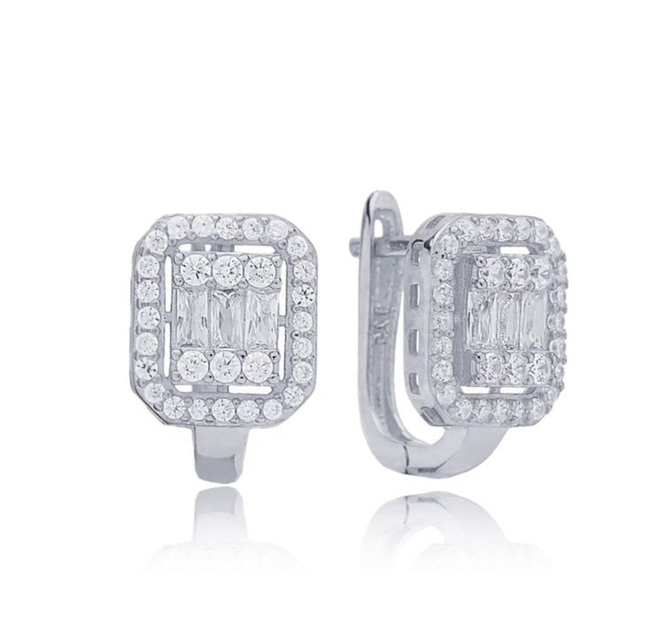 Square Shape Zircon Earrings