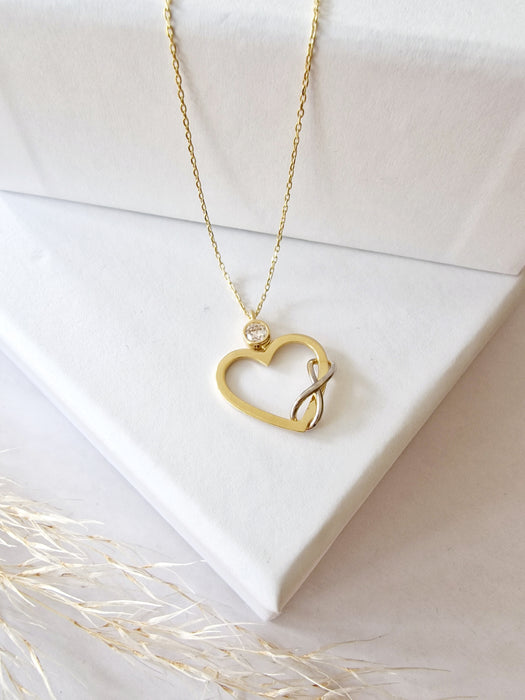 14k Gold Interlocking Heart Infinity