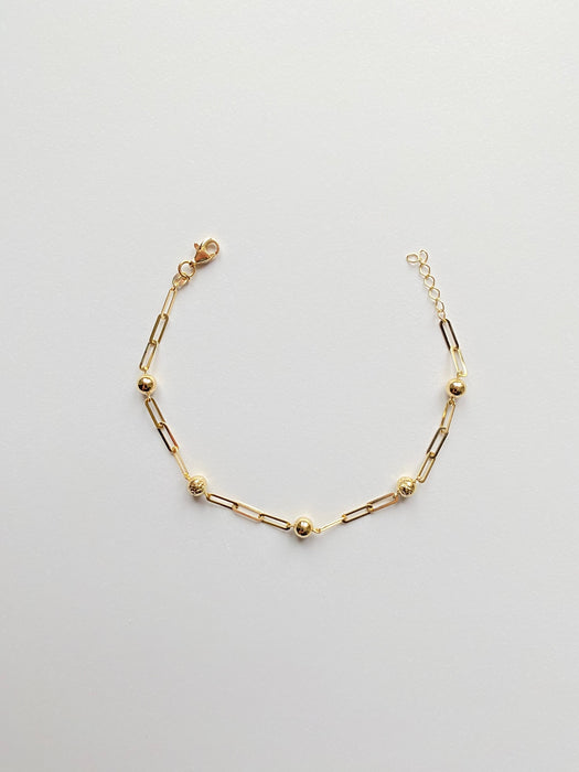 14k  Gold Paperclip Ball Bracelet