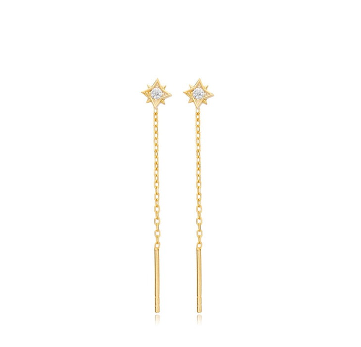 Threader Zircon Stone Earrings