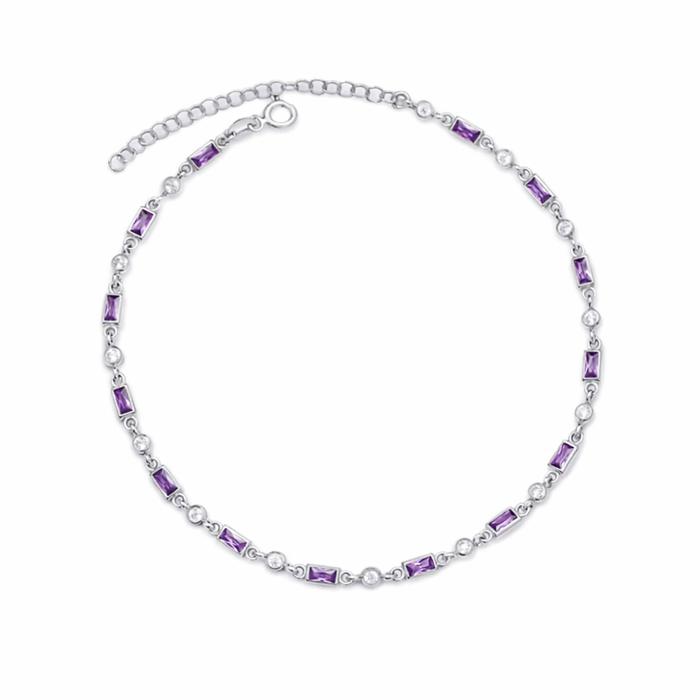 Amethyst  Baquette Cut  Anklet