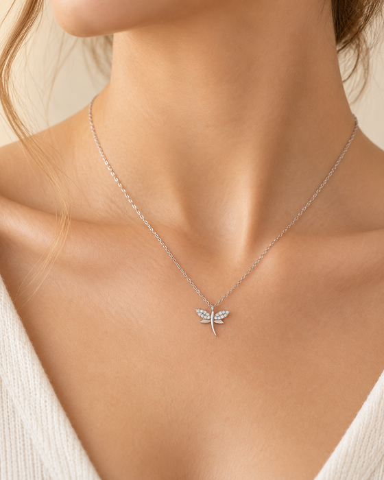 Dragonfly CZ 925 Sterling Silver Necklace