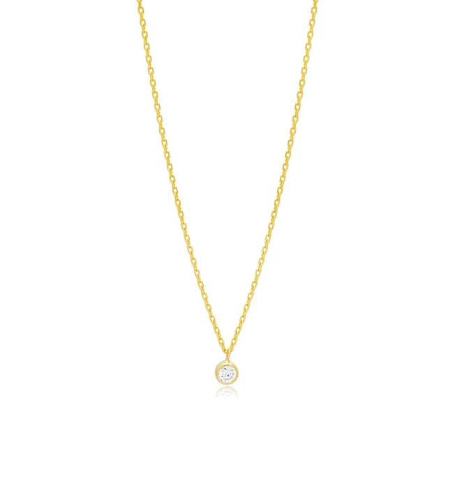 14K Gold Round Delicate Zircon