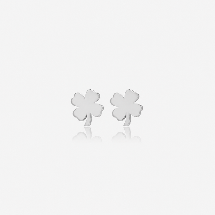 Four Leaf Clover Gold Plated Sterling Silver Stud Earrings