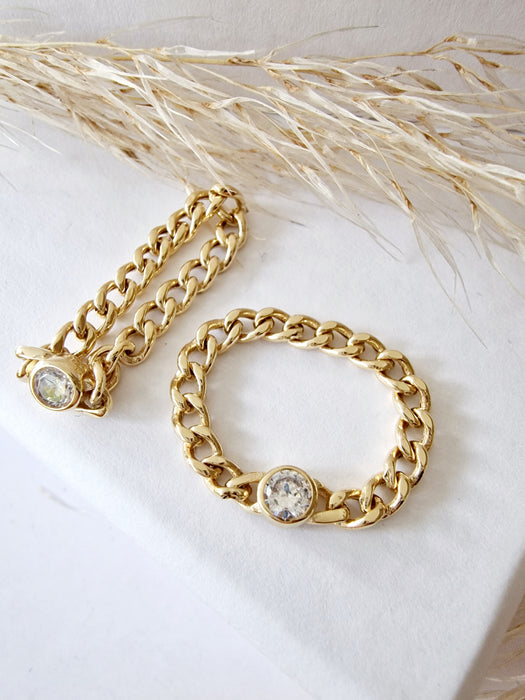 14K Gold Elegant Chain Ring