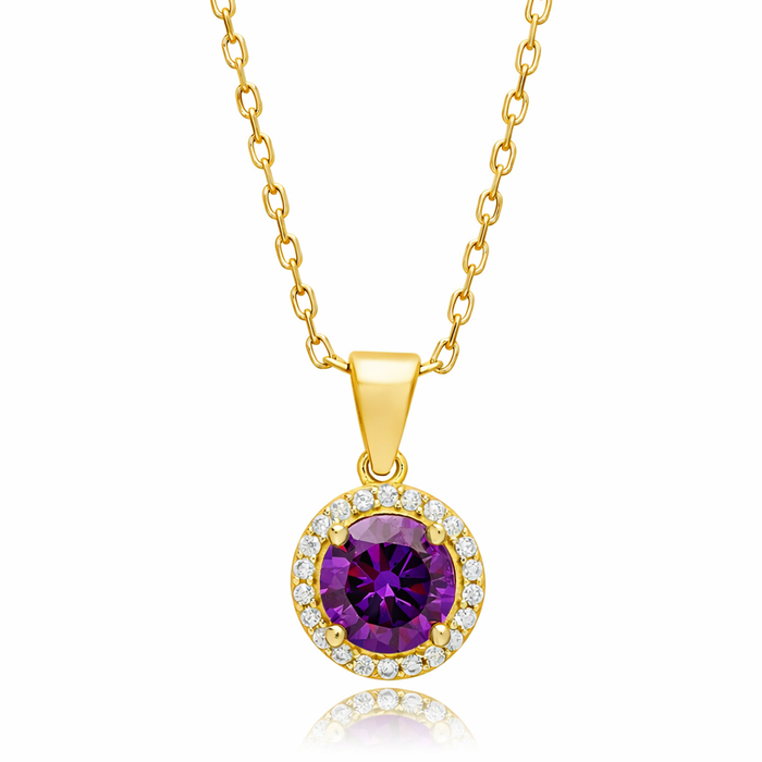 Amethyst CZ Halo Pendant