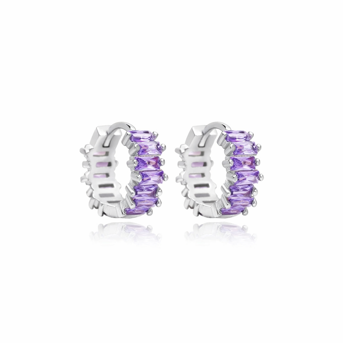Amethyst Baguette Hoop Earrings