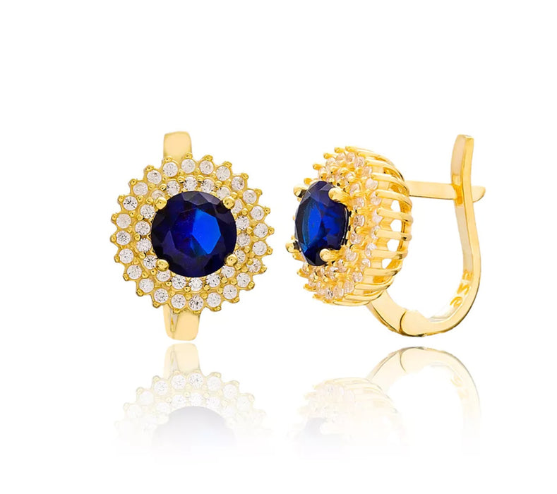 Round Shaped Sapphire Earrings