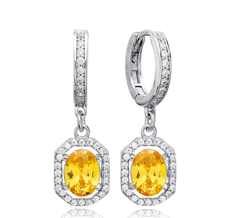 Citrine Huggie Drop Earrings