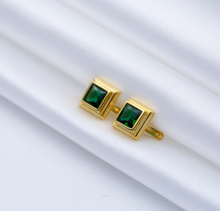 Latch  Back Emerald Earrings