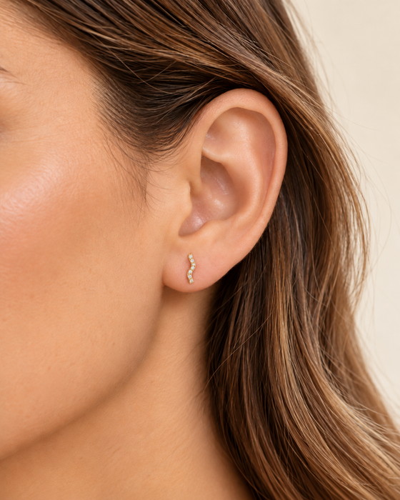 Wave CZ 925 Sterling Silver Stud Earrings