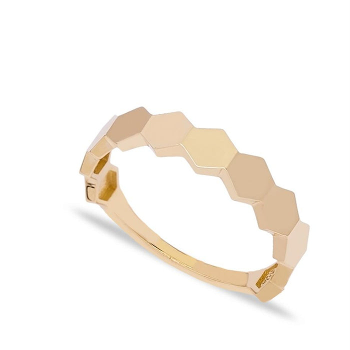 14k Gold Hexagon Design Ring