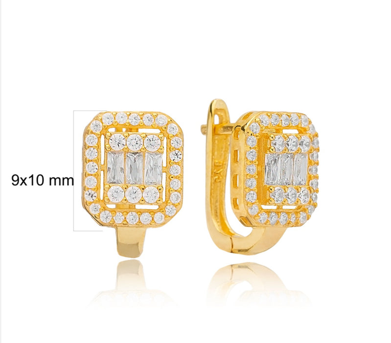 Square Shape Zircon Earrings