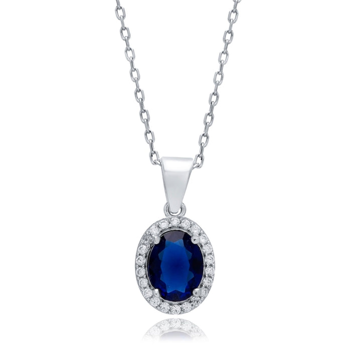 Sapphire Oval Charm Necklace