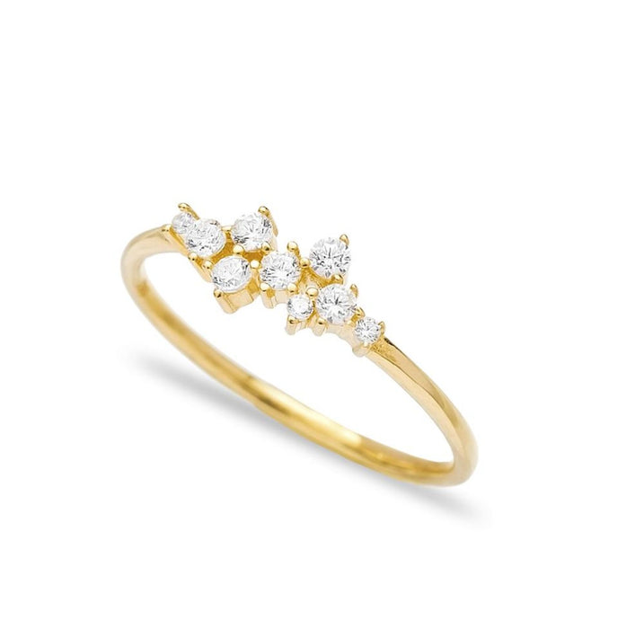 14k Gold Delicate Elegant Zircon Ring