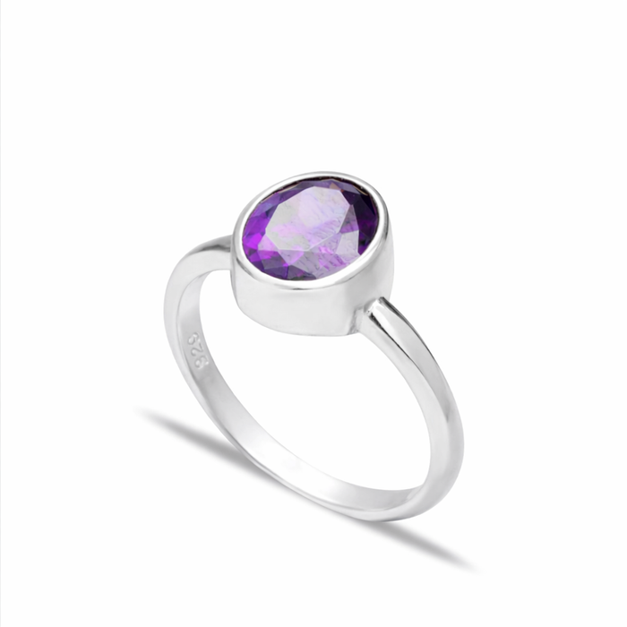 Amethyst Oval Bezel Ring