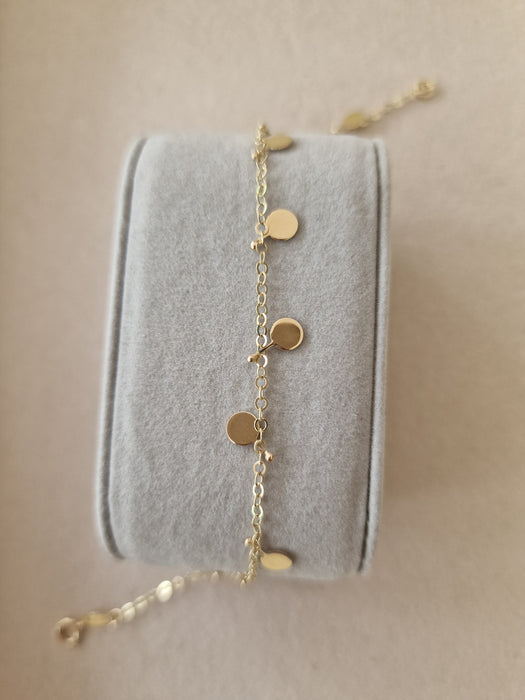 14k Gold Dainty Coin Bracelet