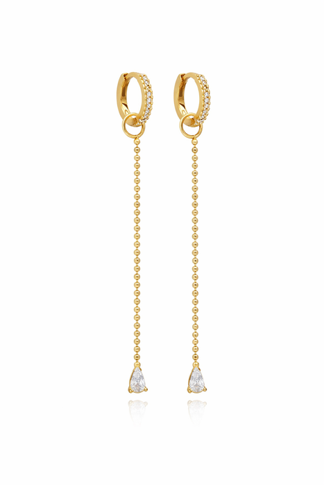 Elegant Long Chain CZ Drop Earrings