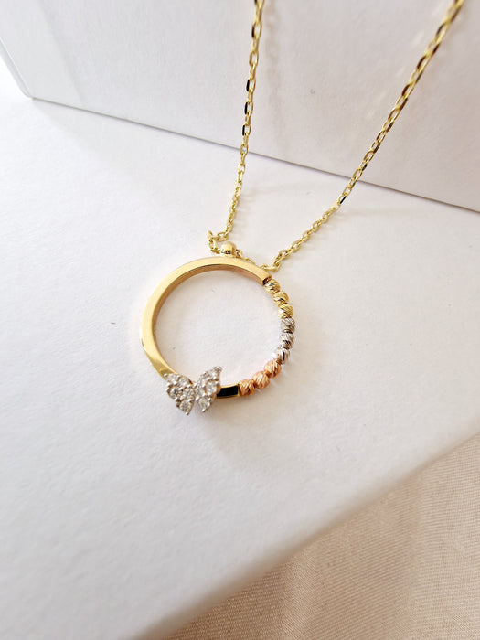 14k Gold Tri-Colour Ring Pendant