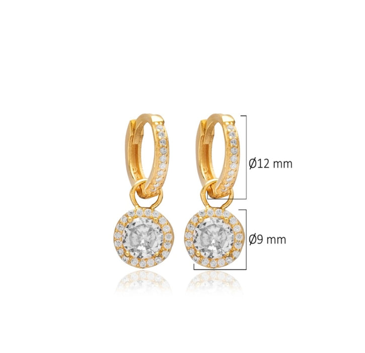 Hoop Earrings with Halo Diamond CZ Charms