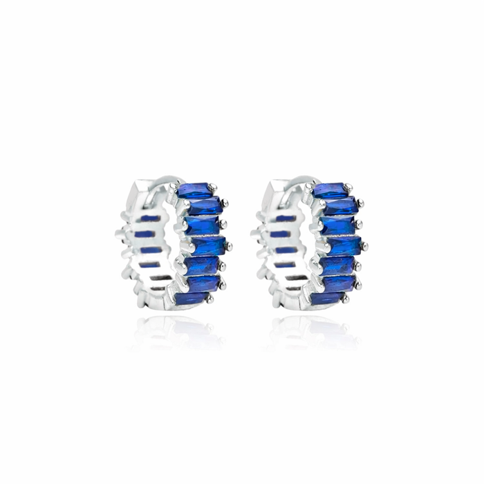 Sapphire CZ Baguette Huggie Hoop Earrings