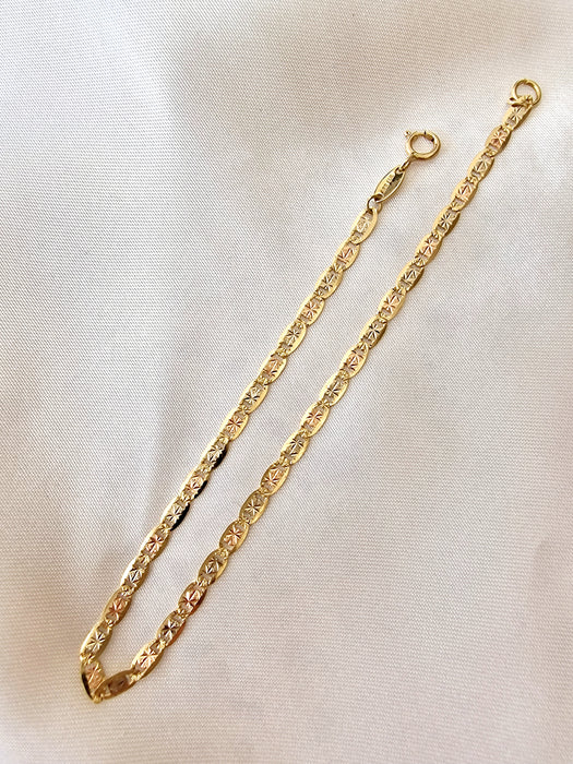 14k Gold Tri-Colour Flat Fine Bracelet