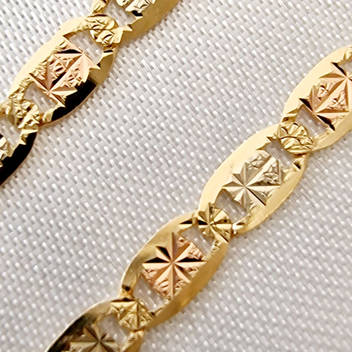 14k Gold Tri-Colour Flat Fine Bracelet