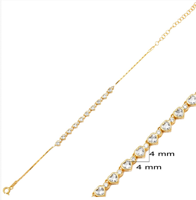 Heart Zircon Stone Bracelet